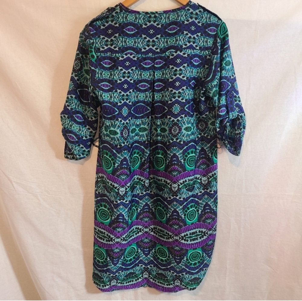 Maeve Anthropologie Women's Mini Bohemian Shirt Dress Frequencies Ikat - Picture 3 of 10